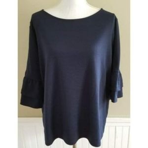 Halogen Ruffle Sleeve Blue Women Sweater Size L